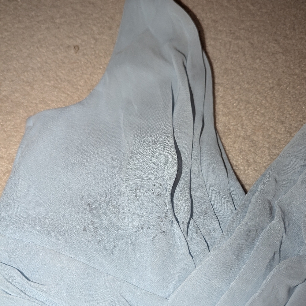 Sleeveless Draped Chiffon Maxi Dress with Front Slit in Mist Sz 4 - Picture 4 of 11